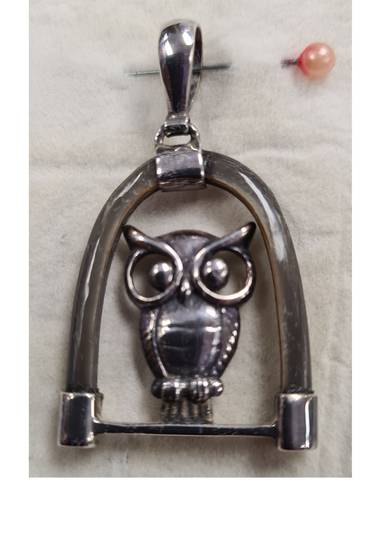 Sterling Silver Owl Hoop Pendant